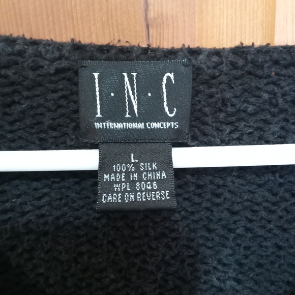 I.N.C. International Concepts black knit silk black sweater size L - Picture 4 of 4